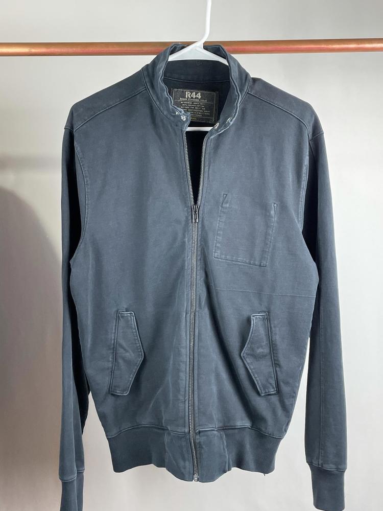 R44 Rogan Knit Navy Bomber Jacket Size Small Made in USA